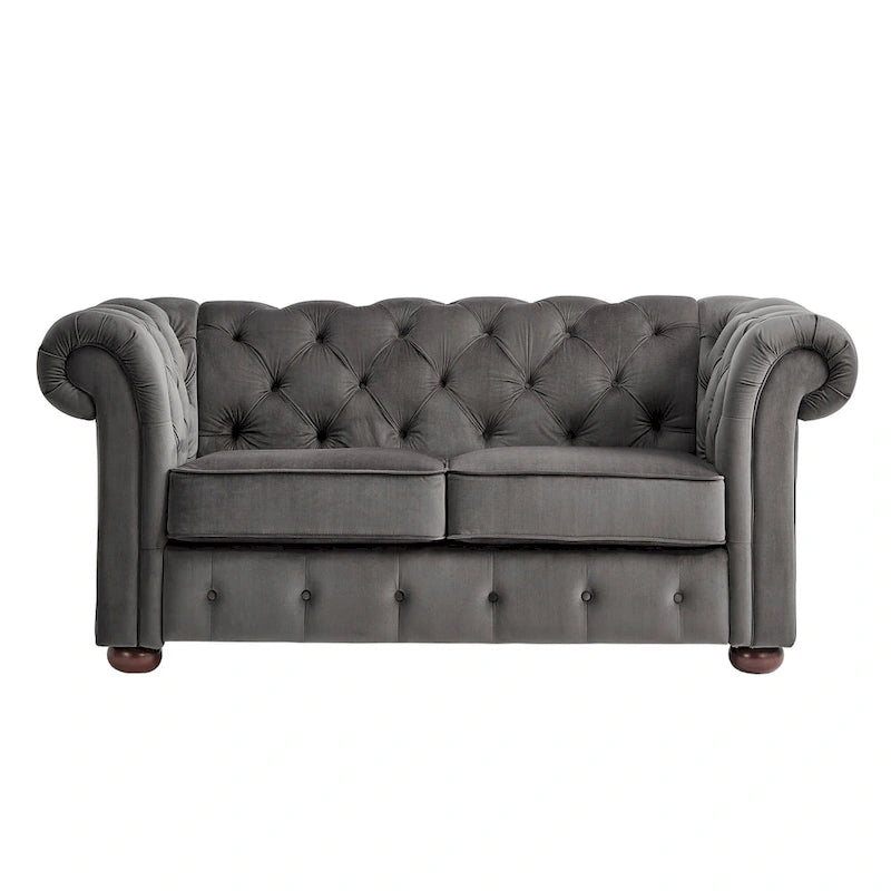 Klassische Zweisitzer-Couch mit Knopfheftung für zeitlos gestaltete Wohnräume