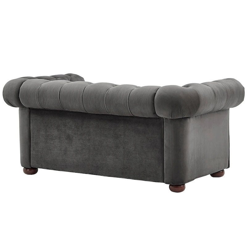 Klassische Zweisitzer-Couch mit Knopfheftung für zeitlos gestaltete Wohnräume
