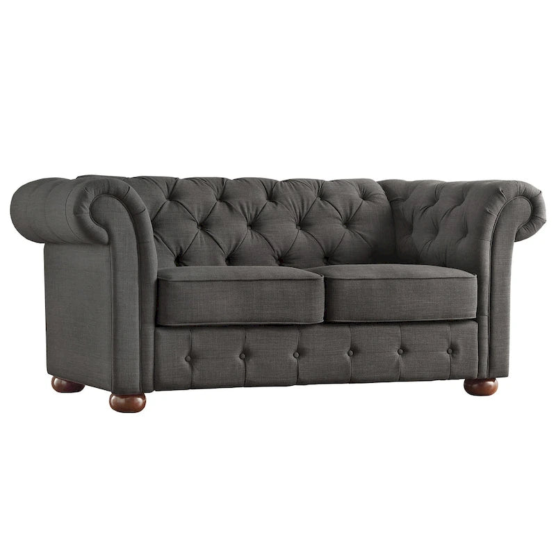 Klassische Zweisitzer-Couch mit Knopfheftung für zeitlos gestaltete Wohnräume
