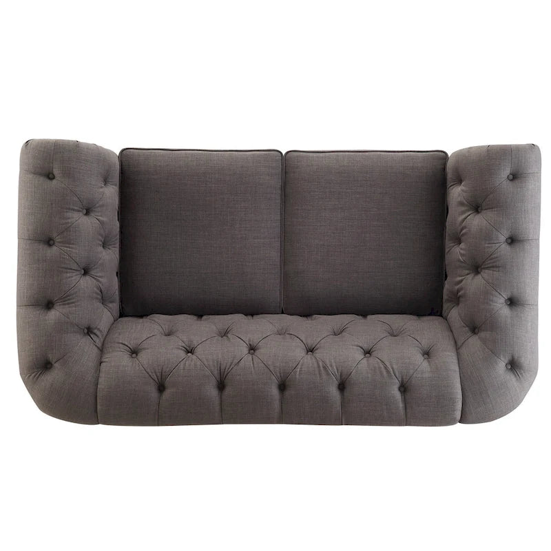 Klassische Zweisitzer-Couch mit Knopfheftung für zeitlos gestaltete Wohnräume
