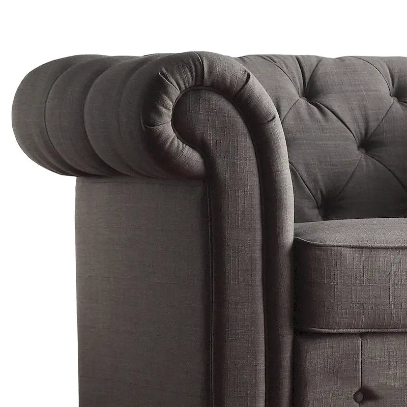 Klassische Zweisitzer-Couch mit Knopfheftung für zeitlos gestaltete Wohnräume
