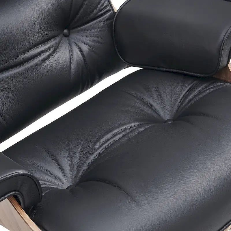 Loungesessel und Ottoman-Set im Mid-Century-Modern-Stil aus echtem Leder