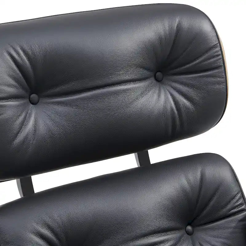 Loungesessel und Ottoman-Set im Mid-Century-Modern-Stil aus echtem Leder