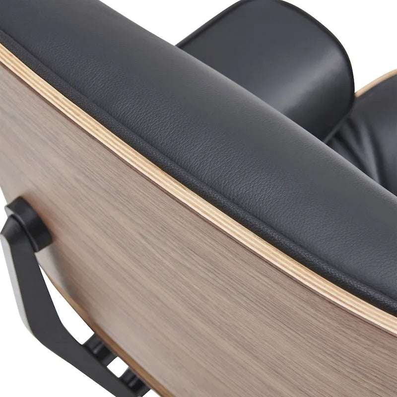 Loungesessel und Ottoman-Set im Mid-Century-Modern-Stil aus echtem Leder