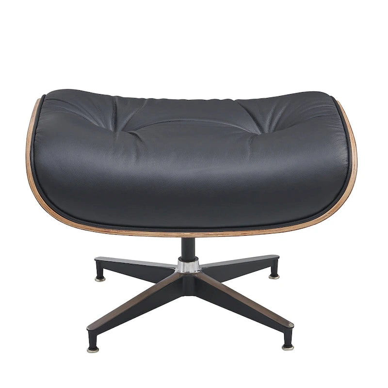 Loungesessel und Ottoman-Set im Mid-Century-Modern-Stil aus echtem Leder