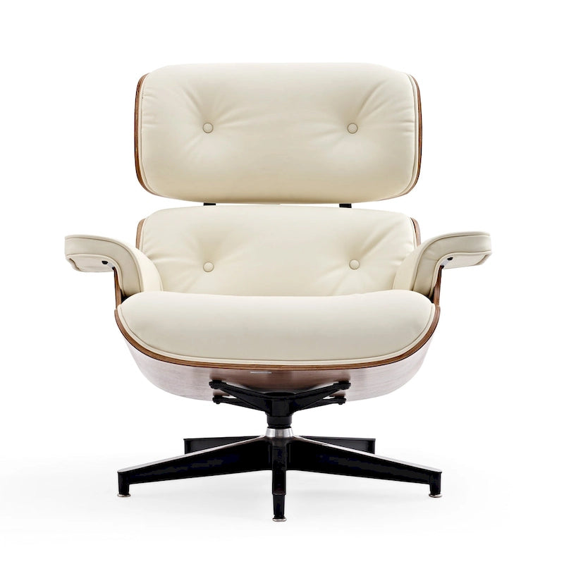Loungesessel und Ottoman-Set im Mid-Century-Modern-Stil aus echtem Leder