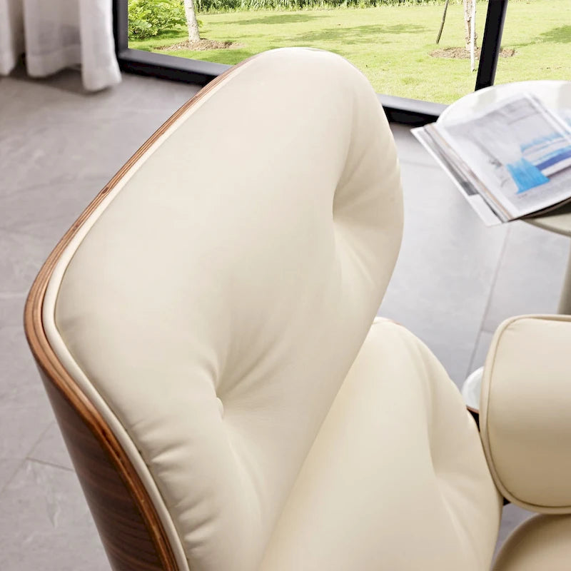 Loungesessel und Ottoman-Set im Mid-Century-Modern-Stil aus echtem Leder