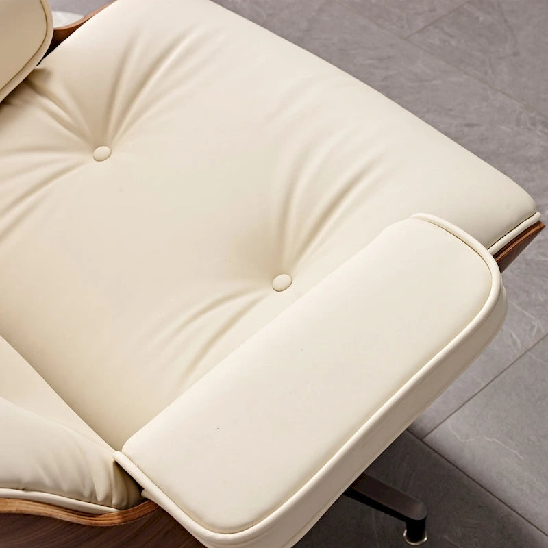 Loungesessel und Ottoman-Set im Mid-Century-Modern-Stil aus echtem Leder