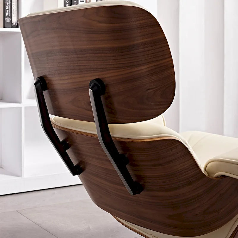 Loungesessel und Ottoman-Set im Mid-Century-Modern-Stil aus echtem Leder