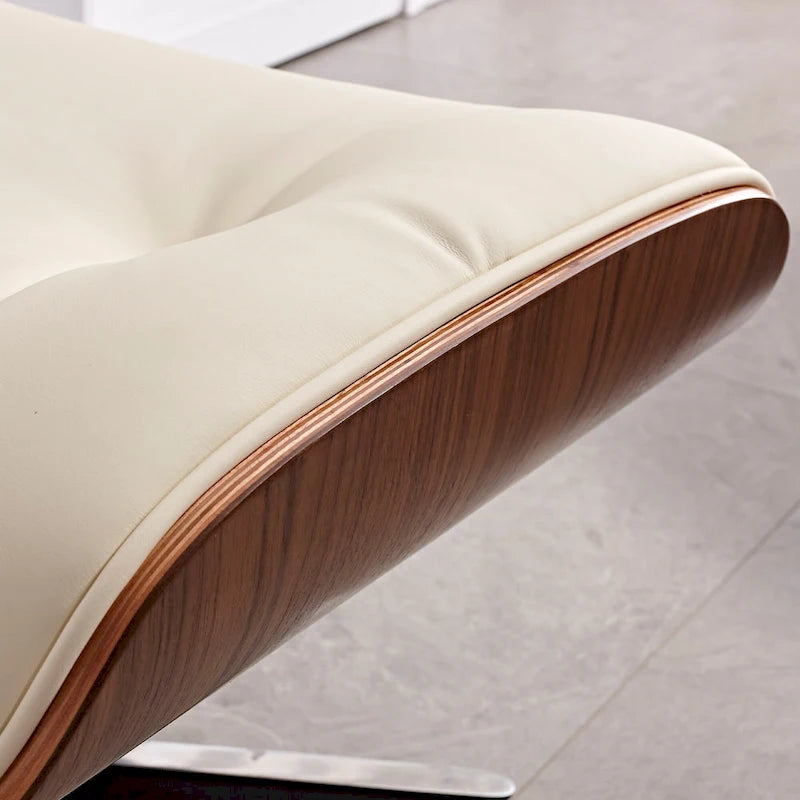 Loungesessel und Ottoman-Set im Mid-Century-Modern-Stil aus echtem Leder