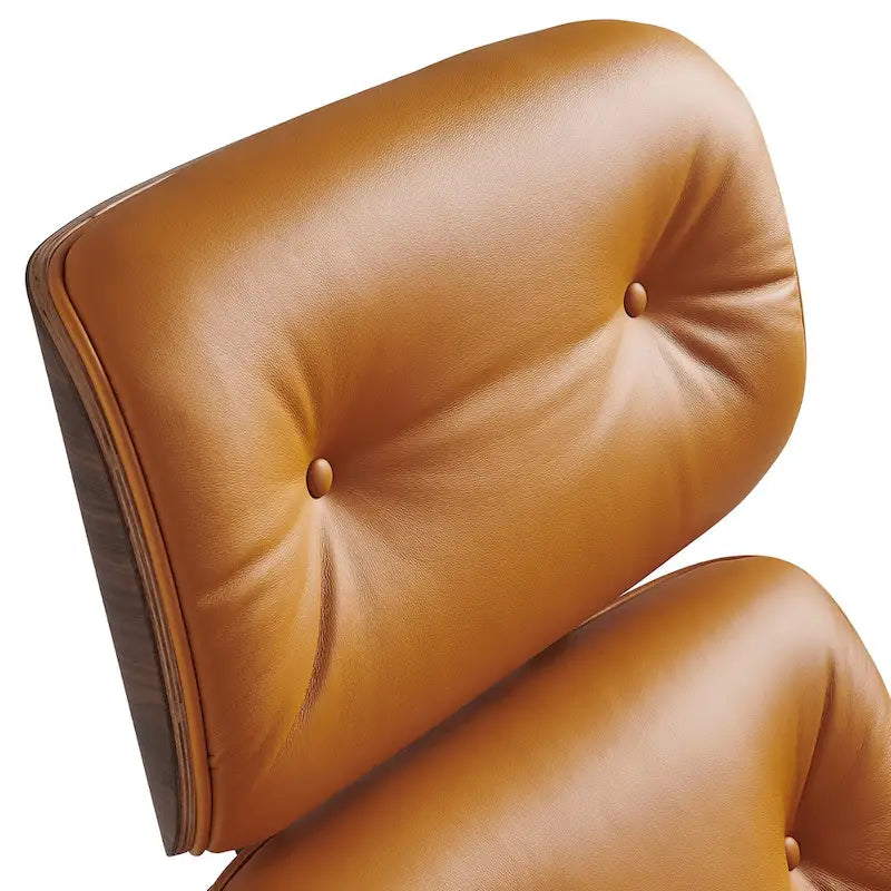 Loungesessel und Ottoman-Set im Mid-Century-Modern-Stil aus echtem Leder