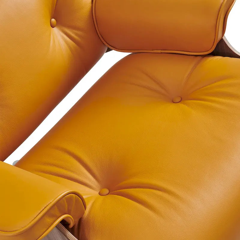Loungesessel und Ottoman-Set im Mid-Century-Modern-Stil aus echtem Leder