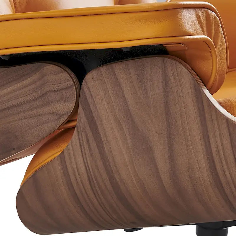 Loungesessel und Ottoman-Set im Mid-Century-Modern-Stil aus echtem Leder