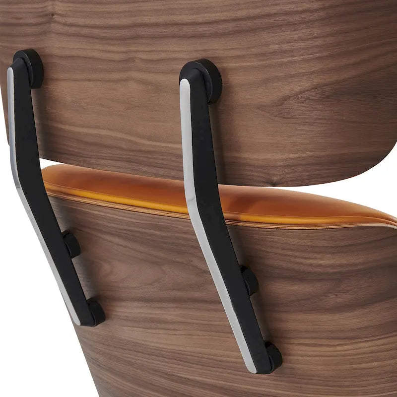 Loungesessel und Ottoman-Set im Mid-Century-Modern-Stil aus echtem Leder
