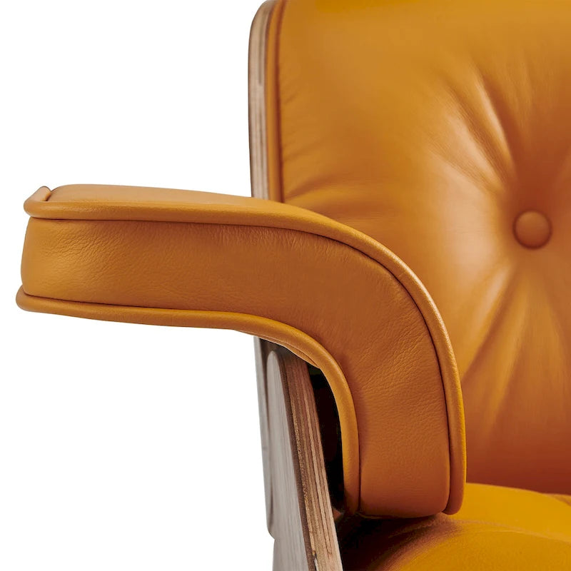 Loungesessel und Ottoman-Set im Mid-Century-Modern-Stil aus echtem Leder