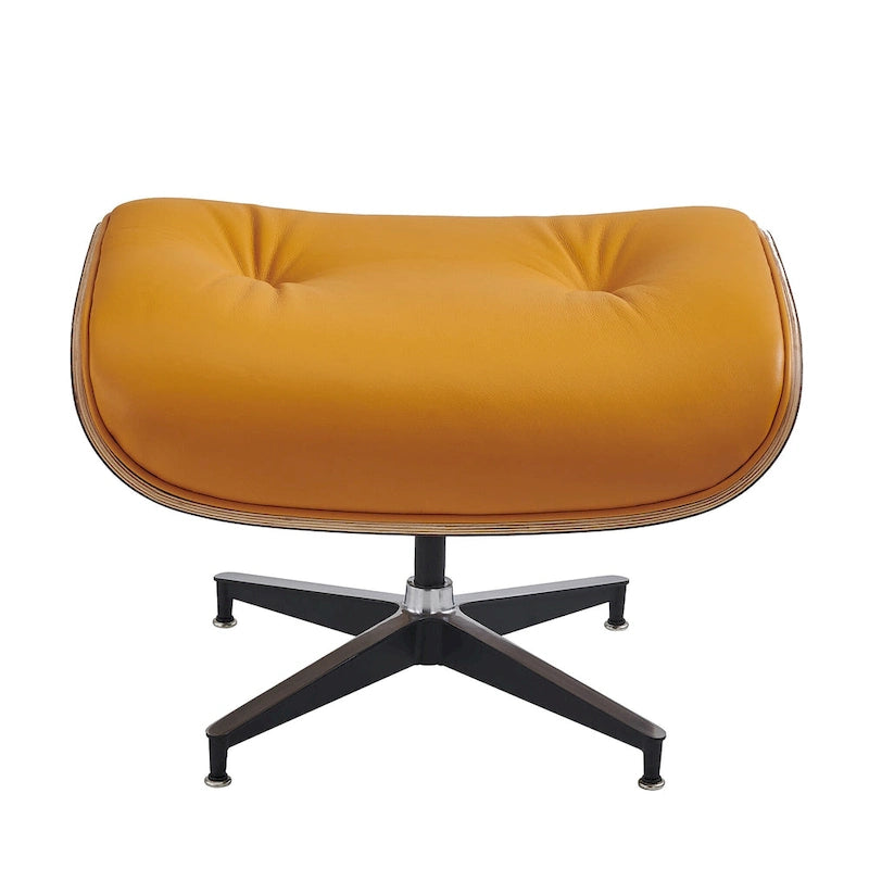 Loungesessel und Ottoman-Set im Mid-Century-Modern-Stil aus echtem Leder