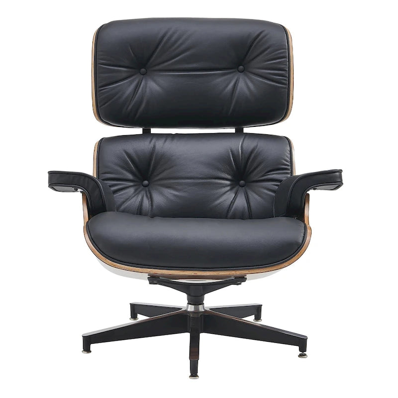 Loungesessel und Ottoman-Set im Mid-Century-Modern-Stil aus echtem Leder