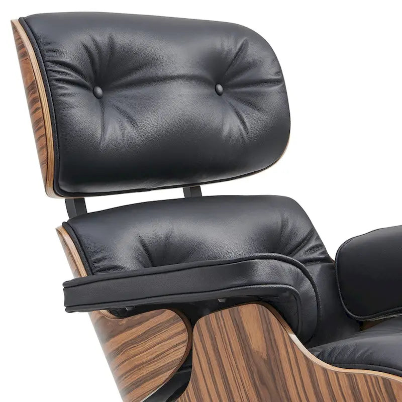 Loungesessel und Ottoman-Set im Mid-Century-Modern-Stil aus echtem Leder