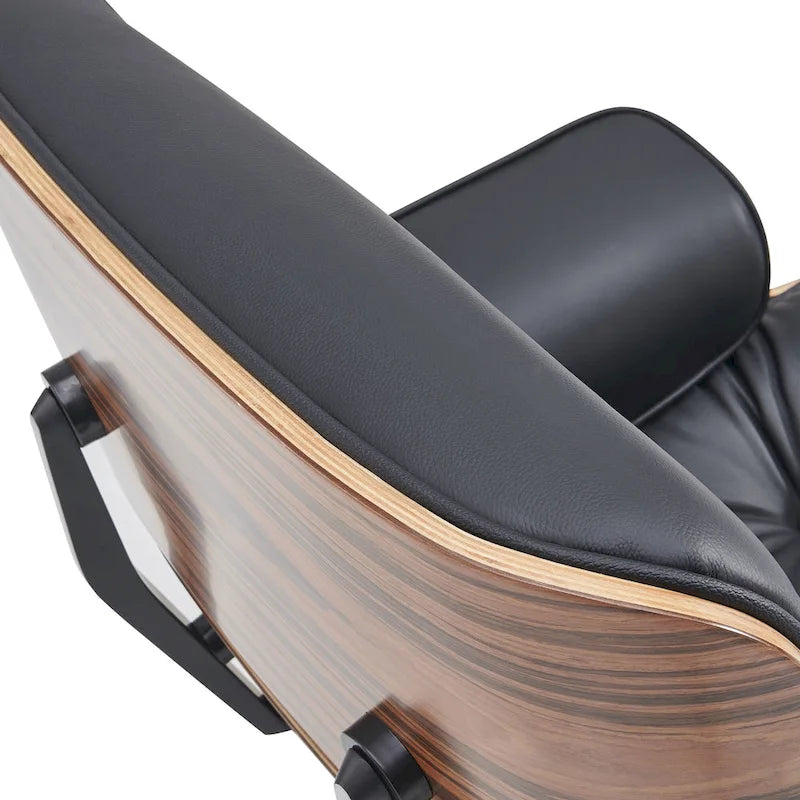 Loungesessel und Ottoman-Set im Mid-Century-Modern-Stil aus echtem Leder