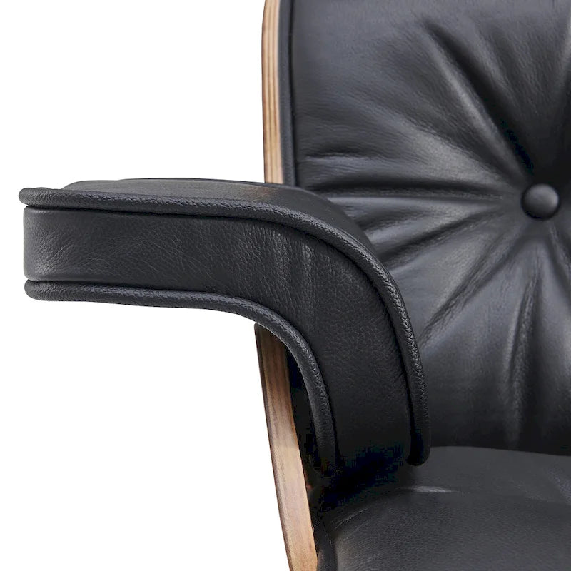 Loungesessel und Ottoman-Set im Mid-Century-Modern-Stil aus echtem Leder
