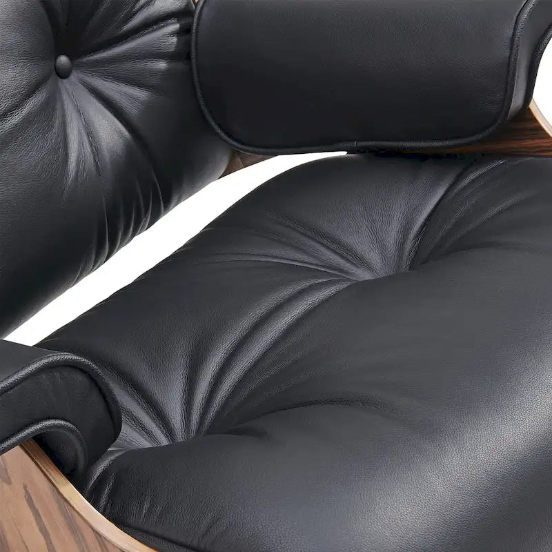 Loungesessel und Ottoman-Set im Mid-Century-Modern-Stil aus echtem Leder
