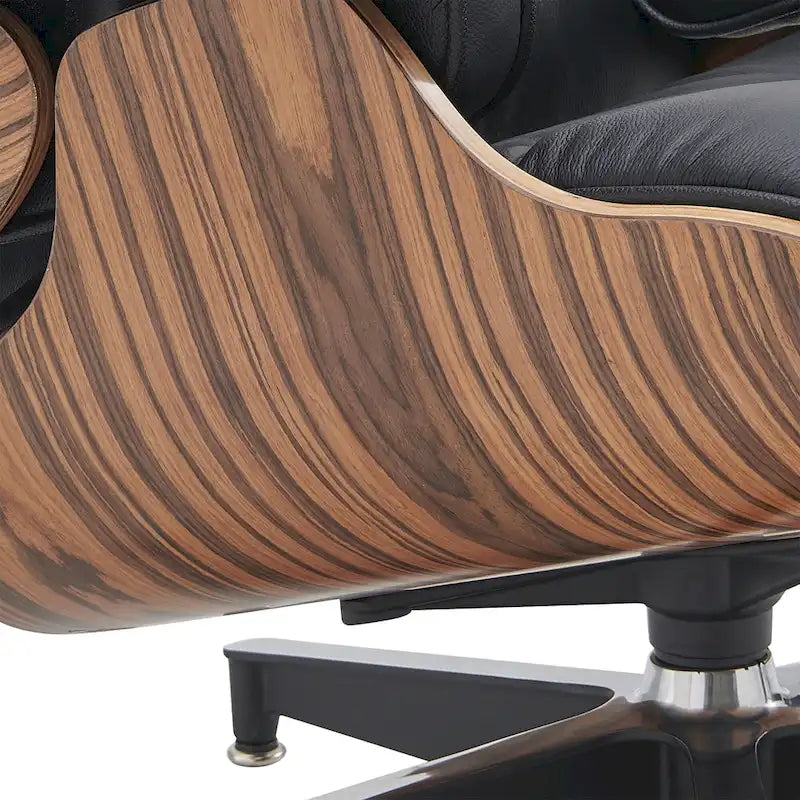Loungesessel und Ottoman-Set im Mid-Century-Modern-Stil aus echtem Leder