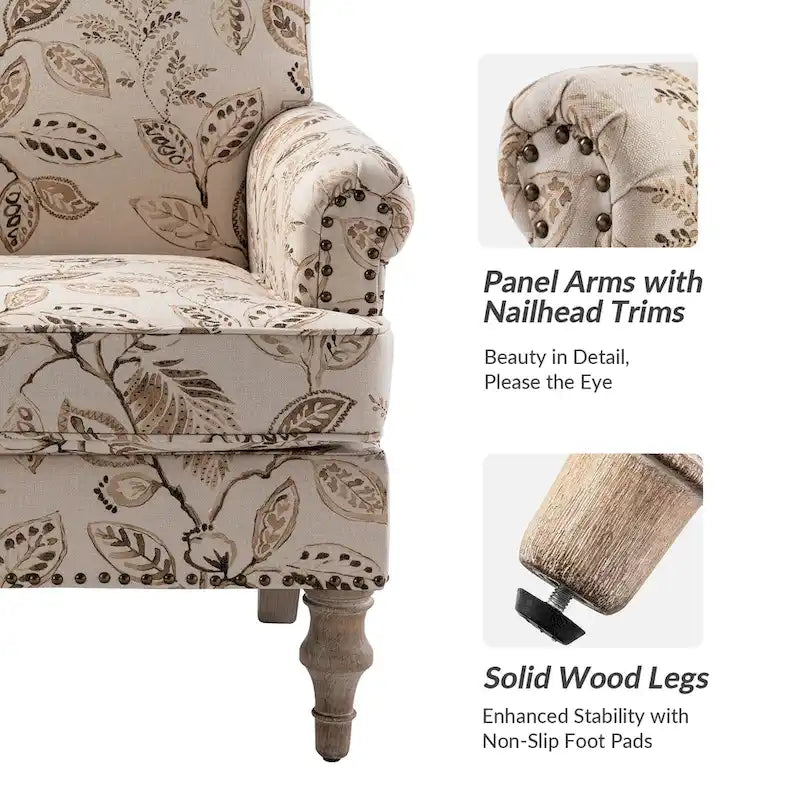 Sessel im Landhausstil mit Ziernägeln und gerollten Armlehnen (2er-Set)