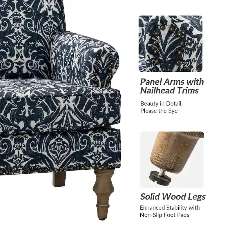 Sessel im Landhausstil mit Ziernägeln und gerollten Armlehnen (2er-Set)