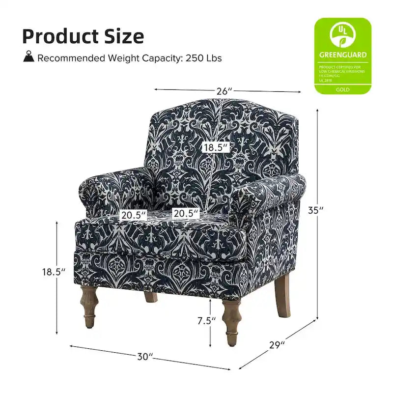 Sessel im Landhausstil mit Ziernägeln und gerollten Armlehnen (2er-Set)