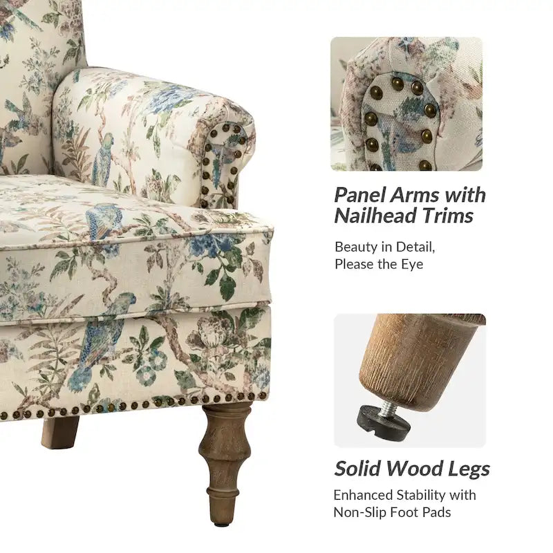 Sessel im Landhausstil mit Ziernägeln und gerollten Armlehnen (2er-Set)