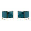 Fauteuil d’appoint en velours à cadre doré Manhattan Comfort Trillium (lot de 2)