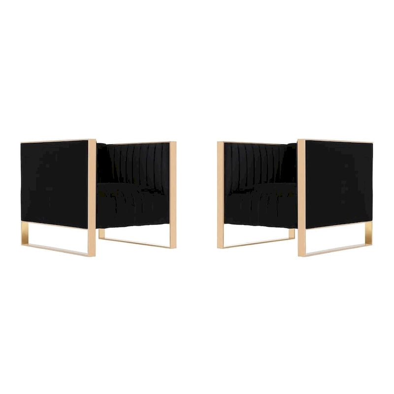 Fauteuil d’appoint en velours à cadre doré Manhattan Comfort Trillium (lot de 2)