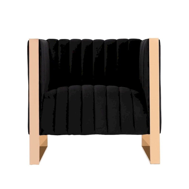 Fauteuil d’appoint en velours à cadre doré Manhattan Comfort Trillium (lot de 2)