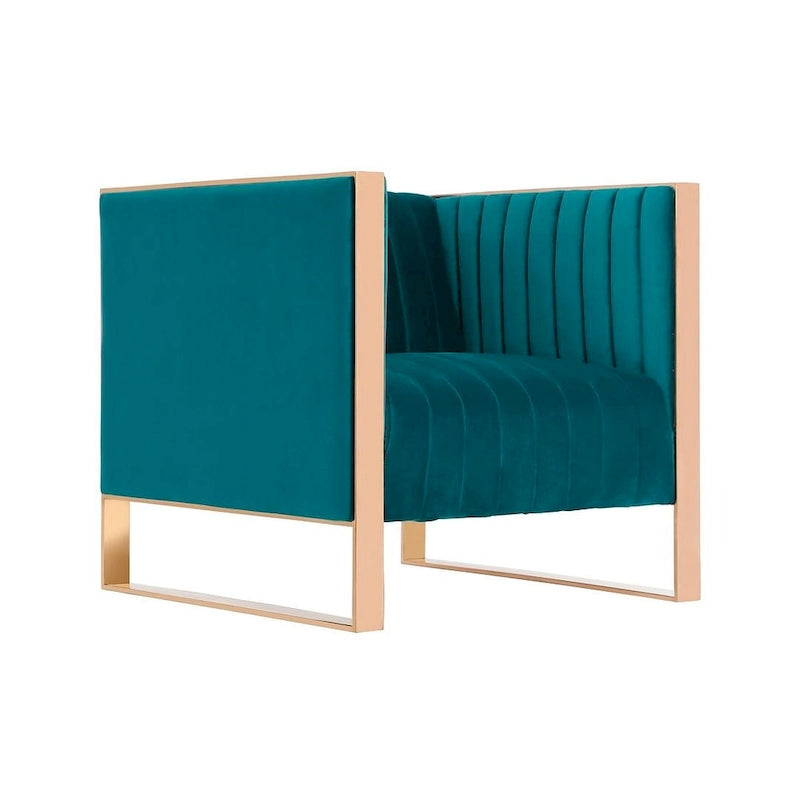 Fauteuil d’appoint en velours à cadre doré Manhattan Comfort Trillium (lot de 2)