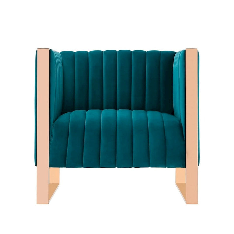 Fauteuil d’appoint en velours à cadre doré Manhattan Comfort Trillium (lot de 2)