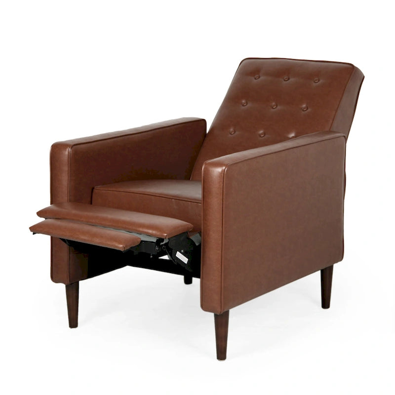 Relaxsessel aus Kunstleder im Mid-Century-Stil mit Knopfheftung