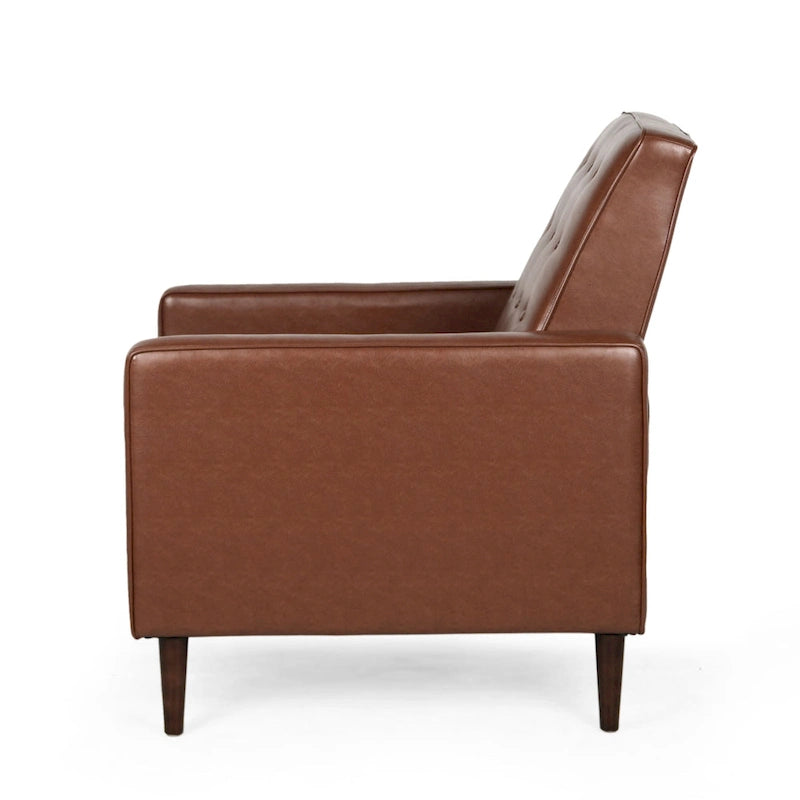 Fauteuil inclinable en similicuir de style milieu du siècle, capitonné à boutons