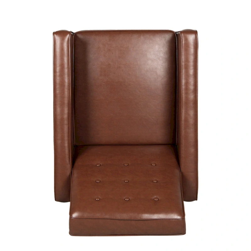 Relaxsessel aus Kunstleder im Mid-Century-Stil mit Knopfheftung