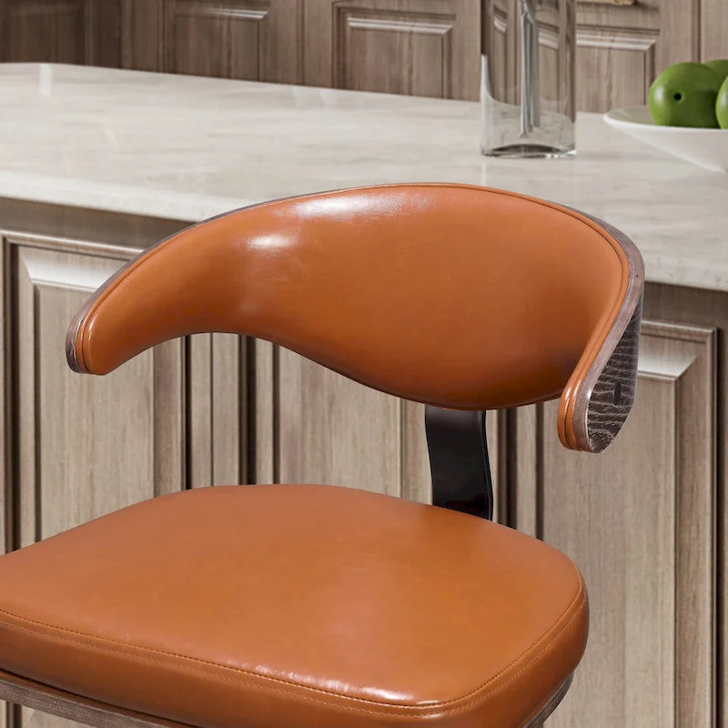 Taburetes de bar giratorios ajustables de madera curvada