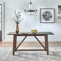Table de salle à manger en bois style maison de campagne avec piètement en A, table rustique rectangulaire à tréteaux