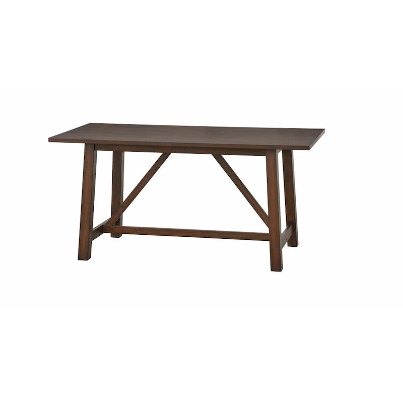 Table de salle à manger en bois style maison de campagne avec piètement en A, table rustique rectangulaire à tréteaux