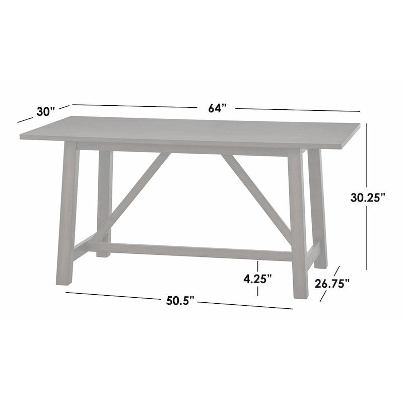 Table de salle à manger en bois style maison de campagne avec piètement en A, table rustique rectangulaire à tréteaux