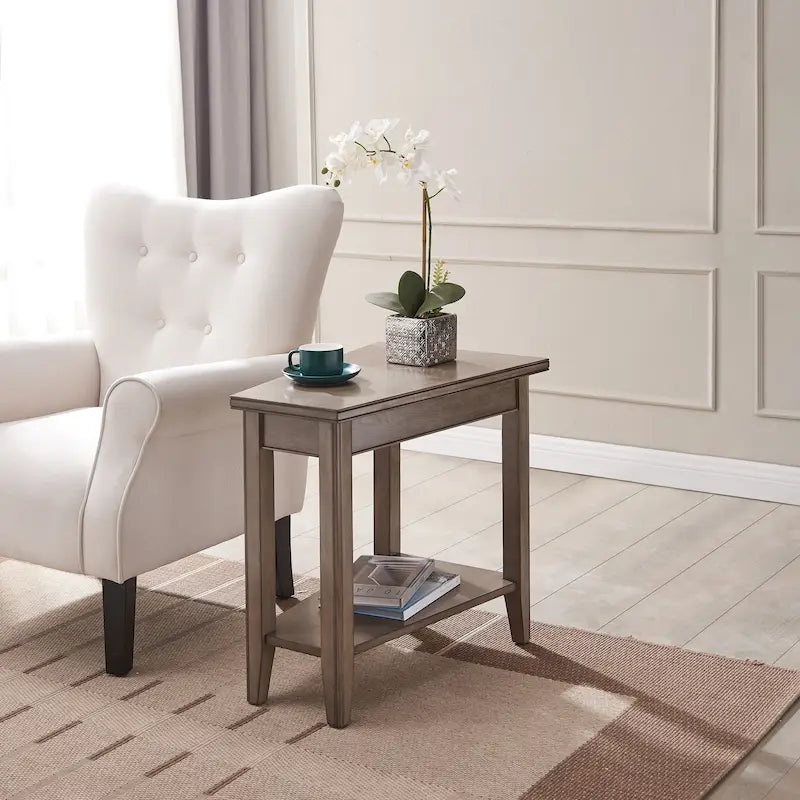 Table d’appoint en forme de coin pour fauteuil inclinable, avec étagère