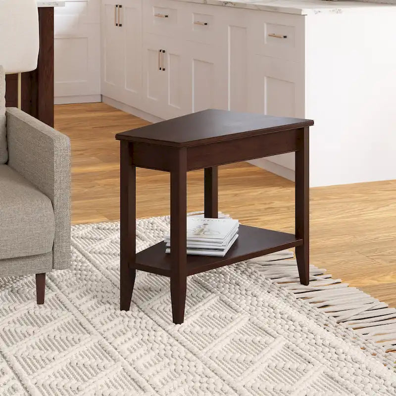 Table d’appoint en forme de coin pour fauteuil inclinable, avec étagère