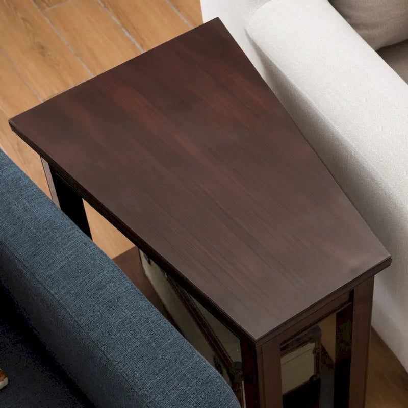 Table d’appoint en forme de coin pour fauteuil inclinable, avec étagère