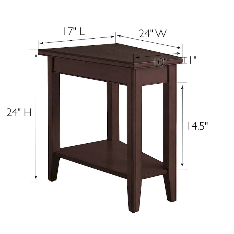 Table d’appoint en forme de coin pour fauteuil inclinable, avec étagère