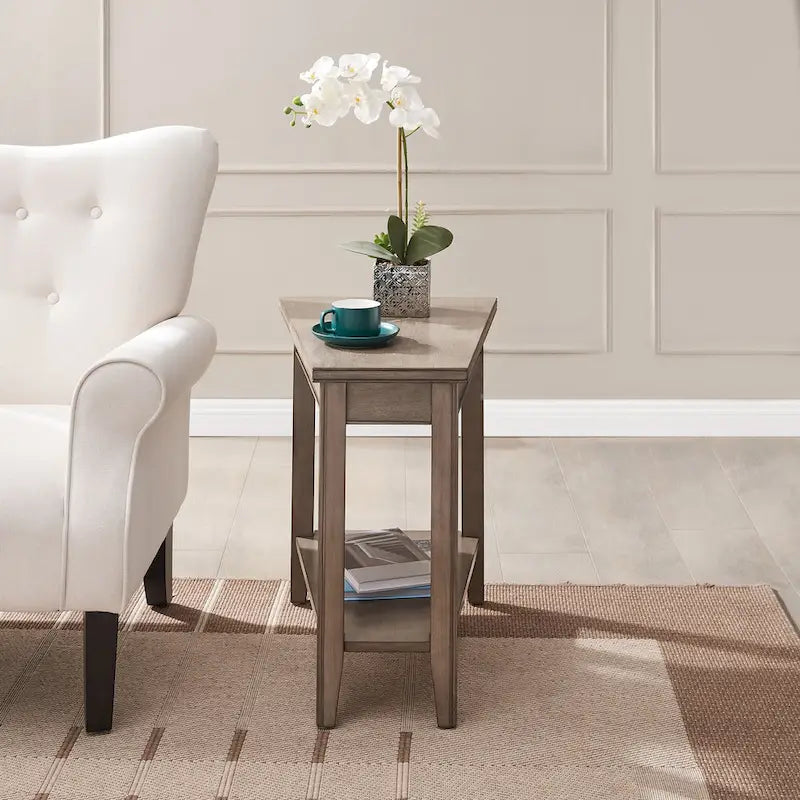Table d’appoint en forme de coin pour fauteuil inclinable, avec étagère