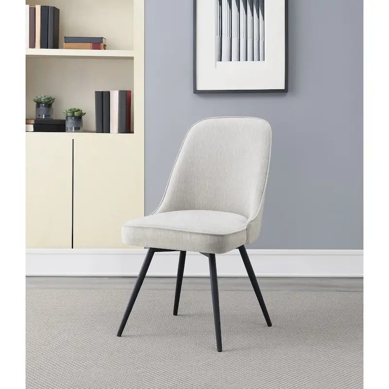 Chaise de salle à manger en tissu, chaise d’appoint moderne avec pieds en métal noir
