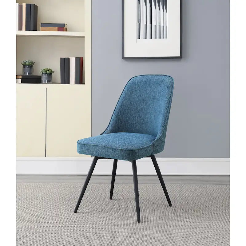 Chaise de salle à manger en tissu, chaise d’appoint moderne avec pieds en métal noir
