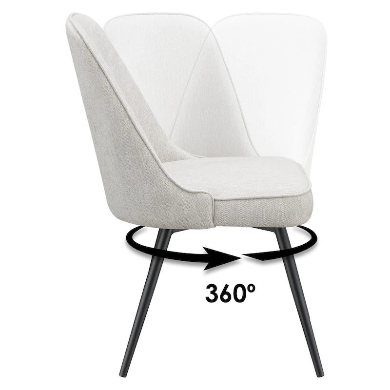 Chaise de salle à manger en tissu, chaise d’appoint moderne avec pieds en métal noir